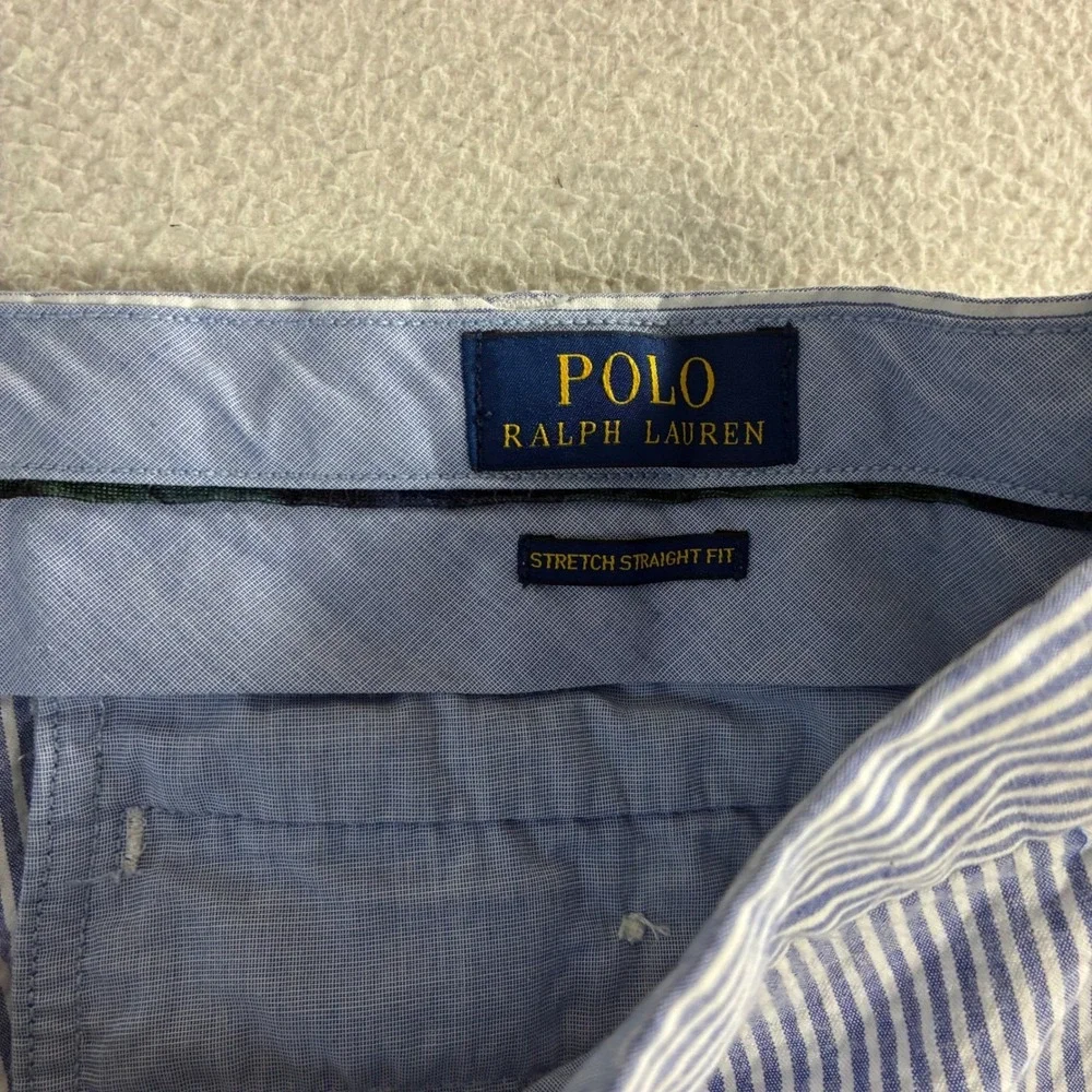 Polo Ralph Lauren Seersucker Chino‎ Shorts Men 38x8 Blue Stretch Preppy Summer